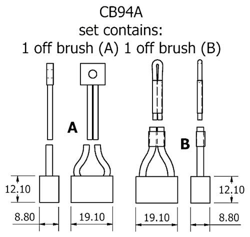 Dynamo and starter brush sets - CB94A starter brush set
