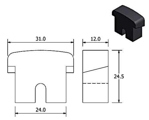 Door buffer rubber - 32mm x 24mm x 13mm thick