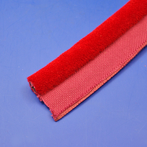 Furflex draught excluder - Tack on, plush moquette bead 15mm diameter - Red Furflex